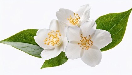 Obraz premium beautiful jasmine flowers in air on white background