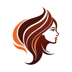 Women face vector. silhouette of beautiful profile of female head concept beauty and fashion. girl with long hair