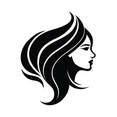 Women face vector. silhouette of beautiful profile of female head concept beauty and fashion. girl with long hair