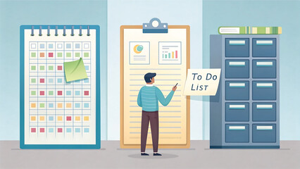 Planning and Time Management Concepts Illustration with To Do List and Calendar for Productivity