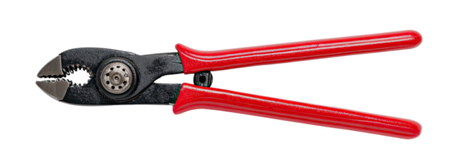 Red-handled, black-bodied pliers
