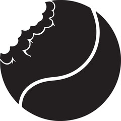 A tennis ball with bite marks, simple dog toy icon on white background