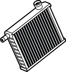 Black and white illustration of a radiator heat exchanger cooling system