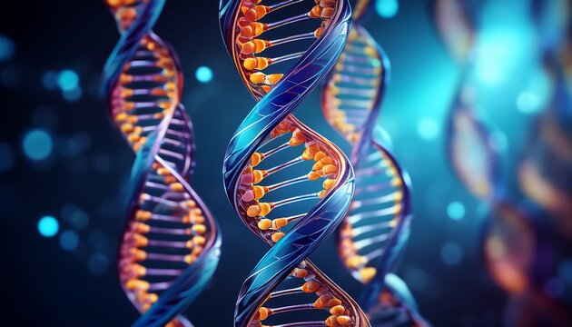 spiral dna double helix structure on blue background