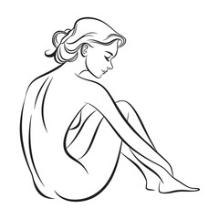 Vector set stylized beautiful women silhouettes