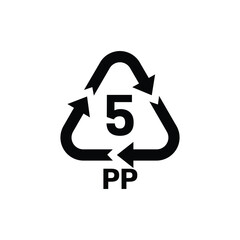 Plastic Recycling Symbol 5 PP Quality Sign Icon