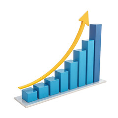 Financial growth chart isolated on transparent background