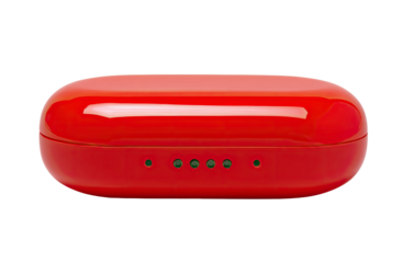 Red oval charging case for wireless earbuds