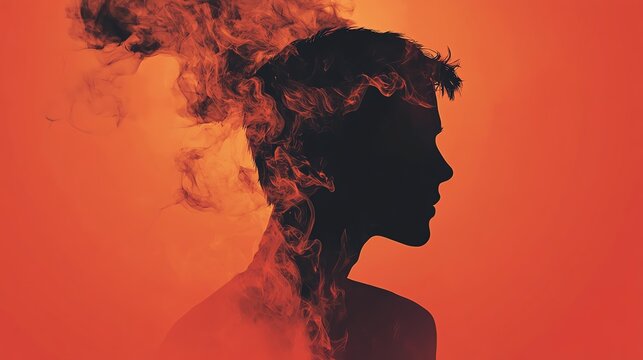 Teen with Smoke Silhouettes Emerging Darkly