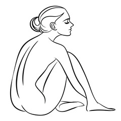 Vector set stylized beautiful women silhouettes