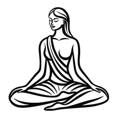Yoga woman silhouette vector design. black yoga logo vector art.