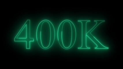 Glowing Green 400 K Text on Black Background Neon Light Effect Digital Illustration