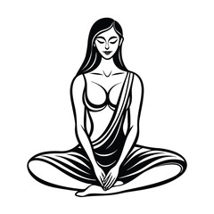 Yoga woman silhouette vector design. black yoga logo vector art.
