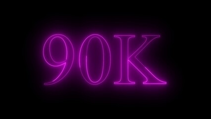 Glowing Neon Pink 90 K Text on Black Background Digitally Rendered Number and Letter Combination