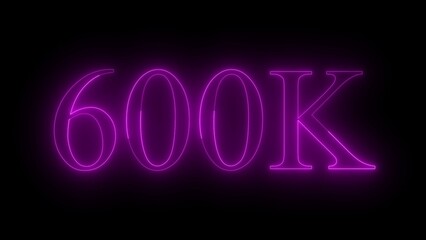 Glowing Neon Purple 600 K Text on Black Background for Digital Marketing and Social Media Graphics