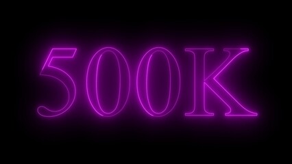 Glowing Neon Purple 500 K Text on Black Background Digital Illustration for Social Media Celebration or Achievement