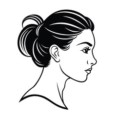 Women face vector. silhouette of beautiful profile of female head concept beauty and fashion. girl with long hair