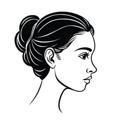Women face vector. silhouette of beautiful profile of female head concept beauty and fashion. girl with long hair