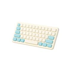 Modern cream and blue keyboard isolated on transparent background