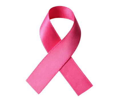 A beautiful pink ribbon on a black backdrop, symbolizing breast cancer awareness.