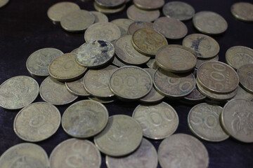 coins on the table