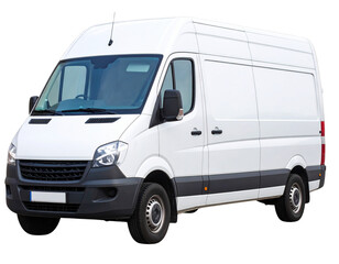 White Commercial Delivery Van with Shadow Effect, isolated on a transparent background PNG