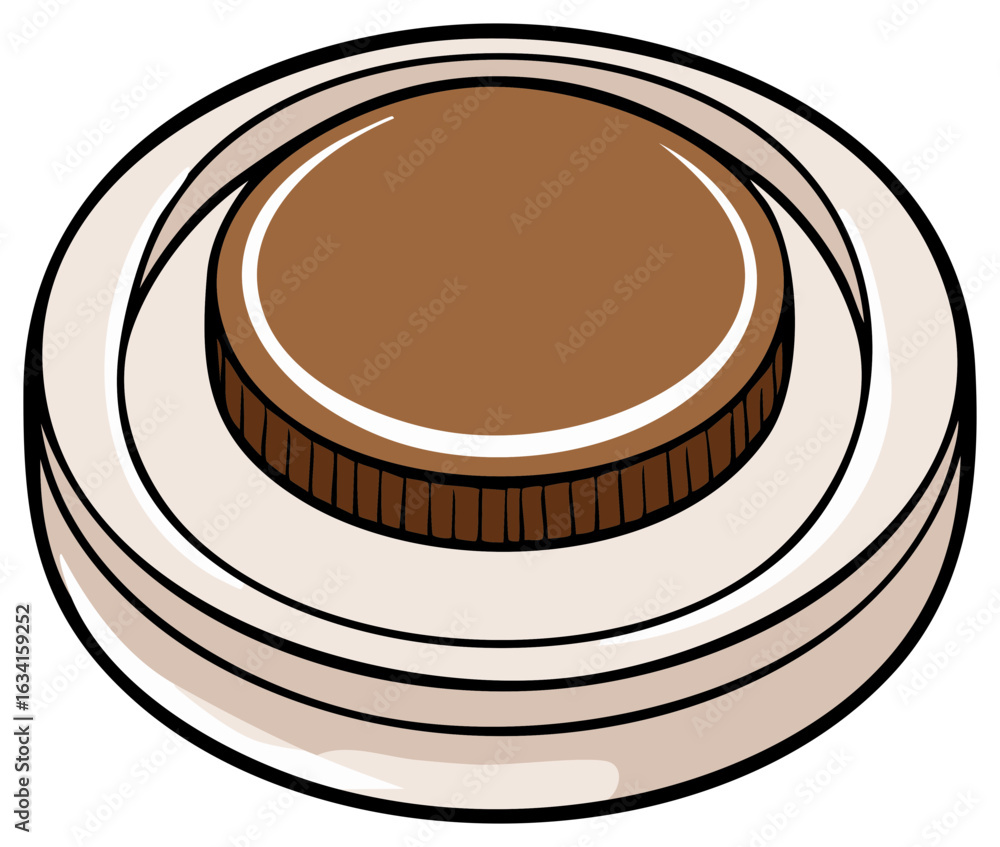 Aufkleber clean vector illustration of a brown textured circular object on a lighter round base graphic elemen