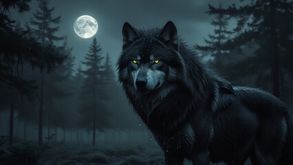 wolf howling at the moon