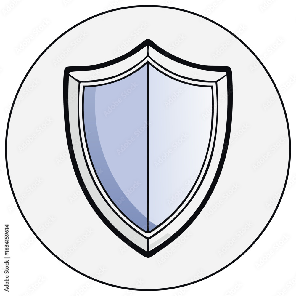 Poster shield icon emblem in a circle symbolizing security and protection