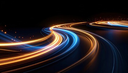 Abstract Night City Lights Trails