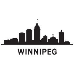 Naklejka premium Winnipeg skyline silhouette. Black Winnipeg city. Vector black silhouette. with white background.