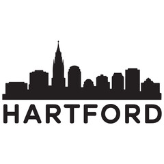 Hartford skyline silhouette. Black Hartford city. Vector black silhouette. with white background.