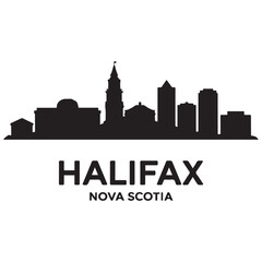Fototapeta premium Halifax skyline horizontal banner. Halifax, Nova Scotia. Vector template for your design. Vector black silhouette. with white background.