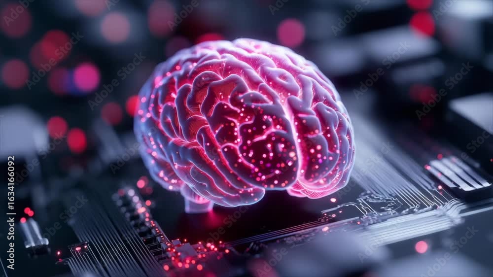Poster visual representation showcases a vibrant digital brain model, highlighting the connection between n