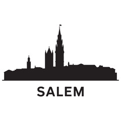 Fototapeta premium Salem skyline silhouette. Black Nantes city. Vector black silhouette. with white background.