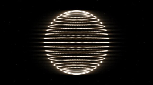 a glowing striped sphere. techno background