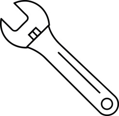 Adjustable wrench tool illustration isolated on transparent background