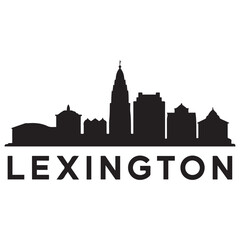 Naklejka premium Lexington skyline silhouette. Black Lexington city. Vector black silhouette. with white background.