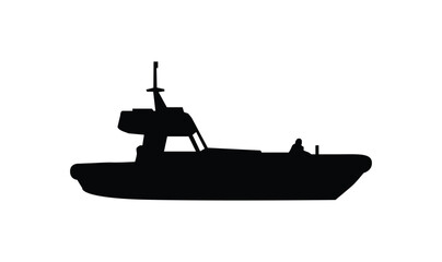 Obraz premium Black silhouette of a speedboat