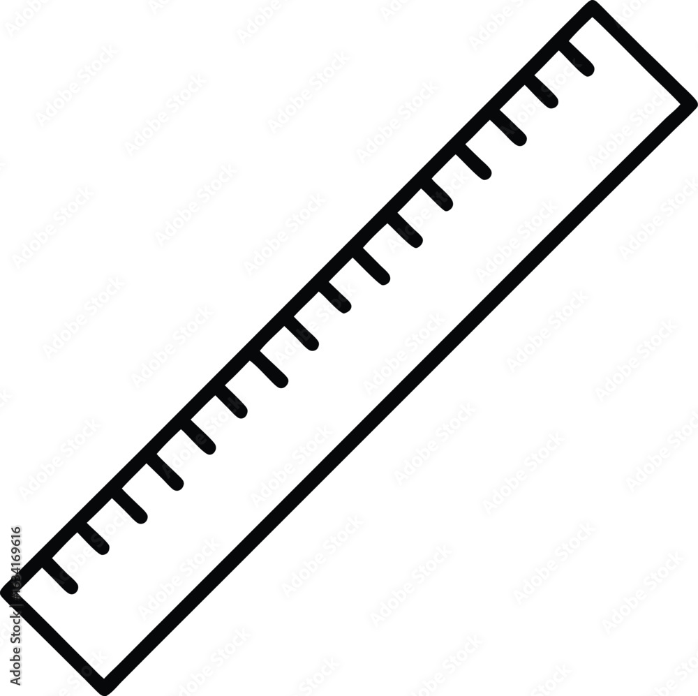 Poster simple line drawing of a ruler isolated on transparent background
