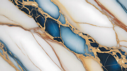 Luxury Marble Veins Pattern in Blue White and Gold Hues Abstract Design Marble Texture High Resolution Artistic Presentation