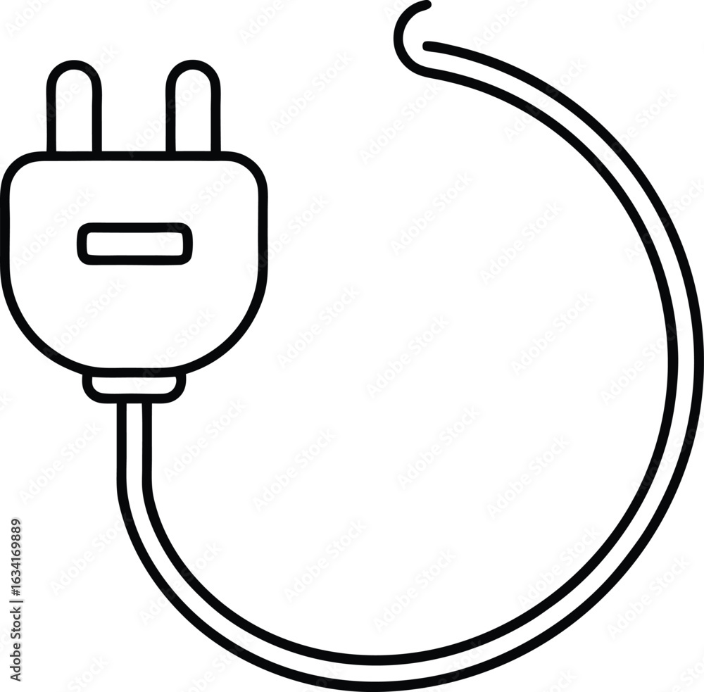 Aufkleber simple line drawing of an electrical plug and cord isolated on transparent background