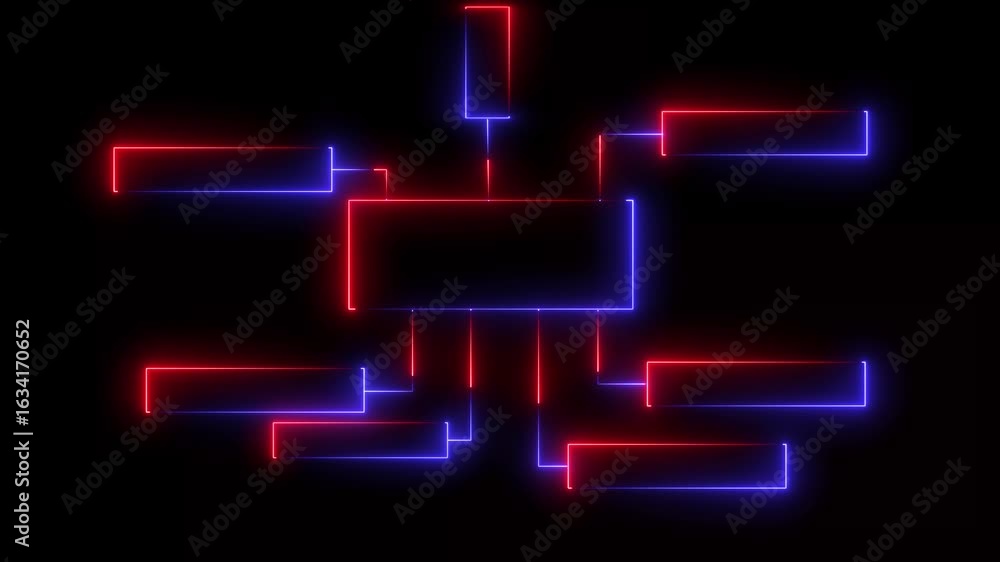 Aufkleber abstract neon network structure flow chart diagram red blue glow lines dark background technology