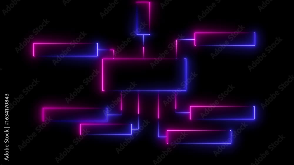 Aufkleber neon network structure flowchart diagram abstract background blue pink glowing lines connecting