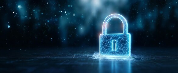 Glowing Digital Padlock Representing Cybersecurity and Data Protection