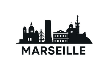 Fototapeta premium Marseille city skyline with iconic buildings and landmarks