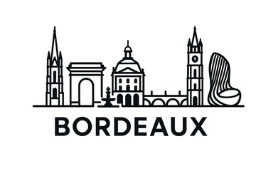 Bordeaux city skyline with iconic buildings and landmarks