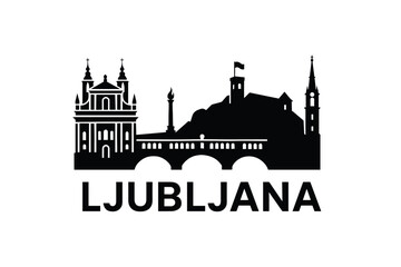 Obraz premium Ljubljana city skyline with iconic buildings and landmarks
