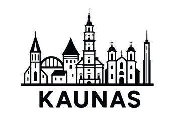 Obraz premium Kaunas city skyline with iconic buildings and landmarks