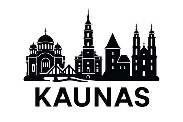 Obraz premium Kaunas city skyline with iconic buildings and landmarks